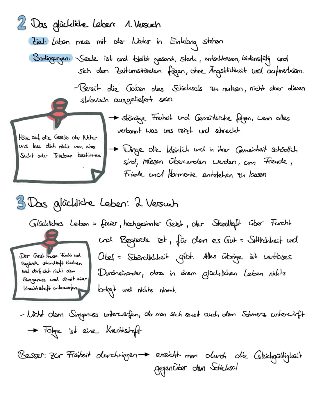 Das glückliche Leben
Ziel der Stoiker ist ein gelingendes, glückliches Leben.
Definition - Seneca
- jeder will glücklich (es) leben, keiner 