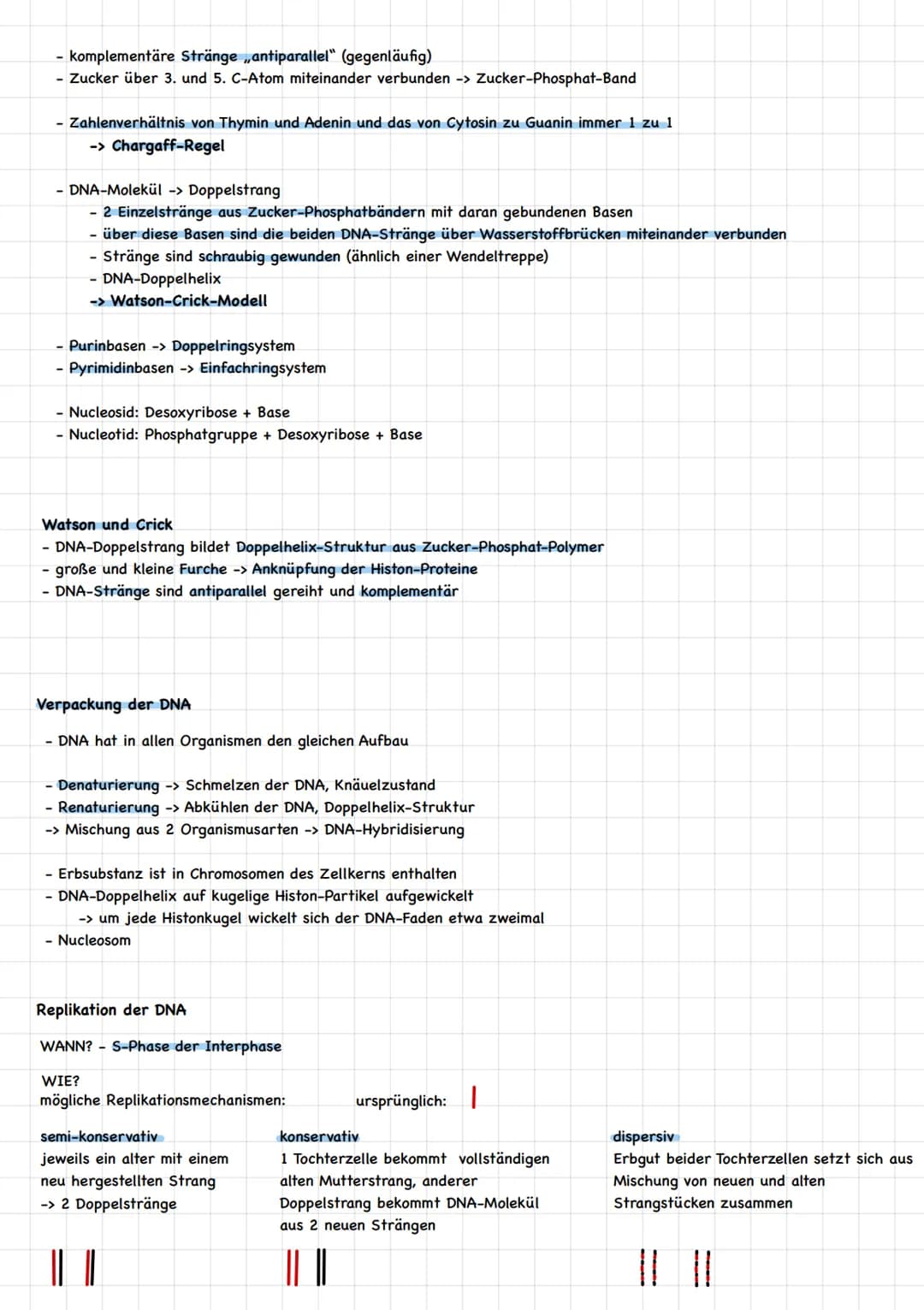 GENETIK
Aufbau einer DNA
5'
1000
• Adenin
●
Thymin
3'
Aufbau:
Thema: DNA-Aufbau u. Replikation
Basenpaar
2 DNA-Stränge -> Doppelhelix
Guanin