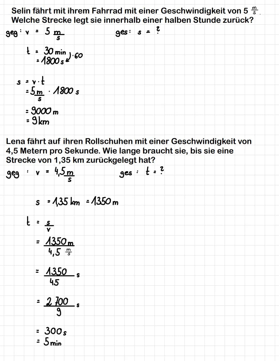 Gleichförmige Bewegungen
Eine gleichförmige Bewegung liegt dann vor, wenn in gleichen
Zeitabschnitten gleiche Strecken zurückgelegt werden.
