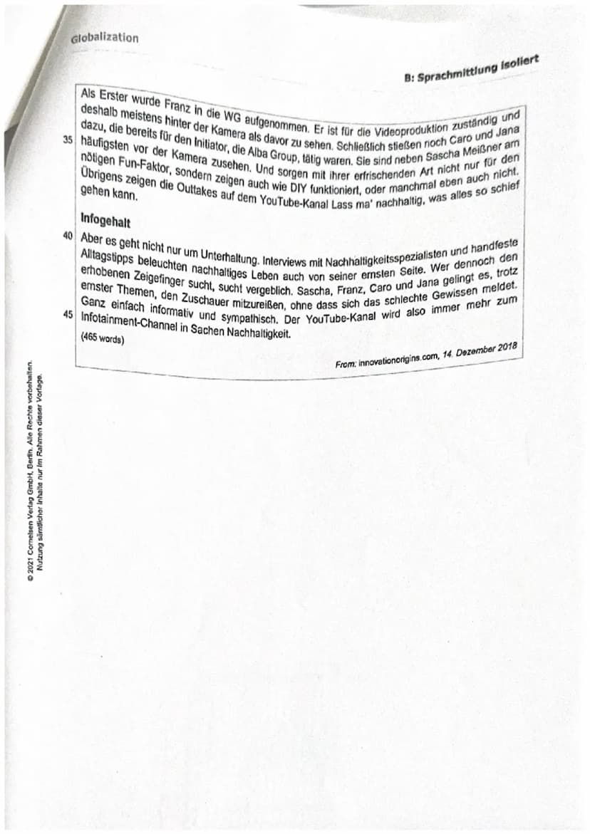 +
ээрлэн
tsunx
A: Leseverstehen und Schrelben integriert
Date:
Part A: Reading and Writing
complex sentences
The planet cannot survive our r