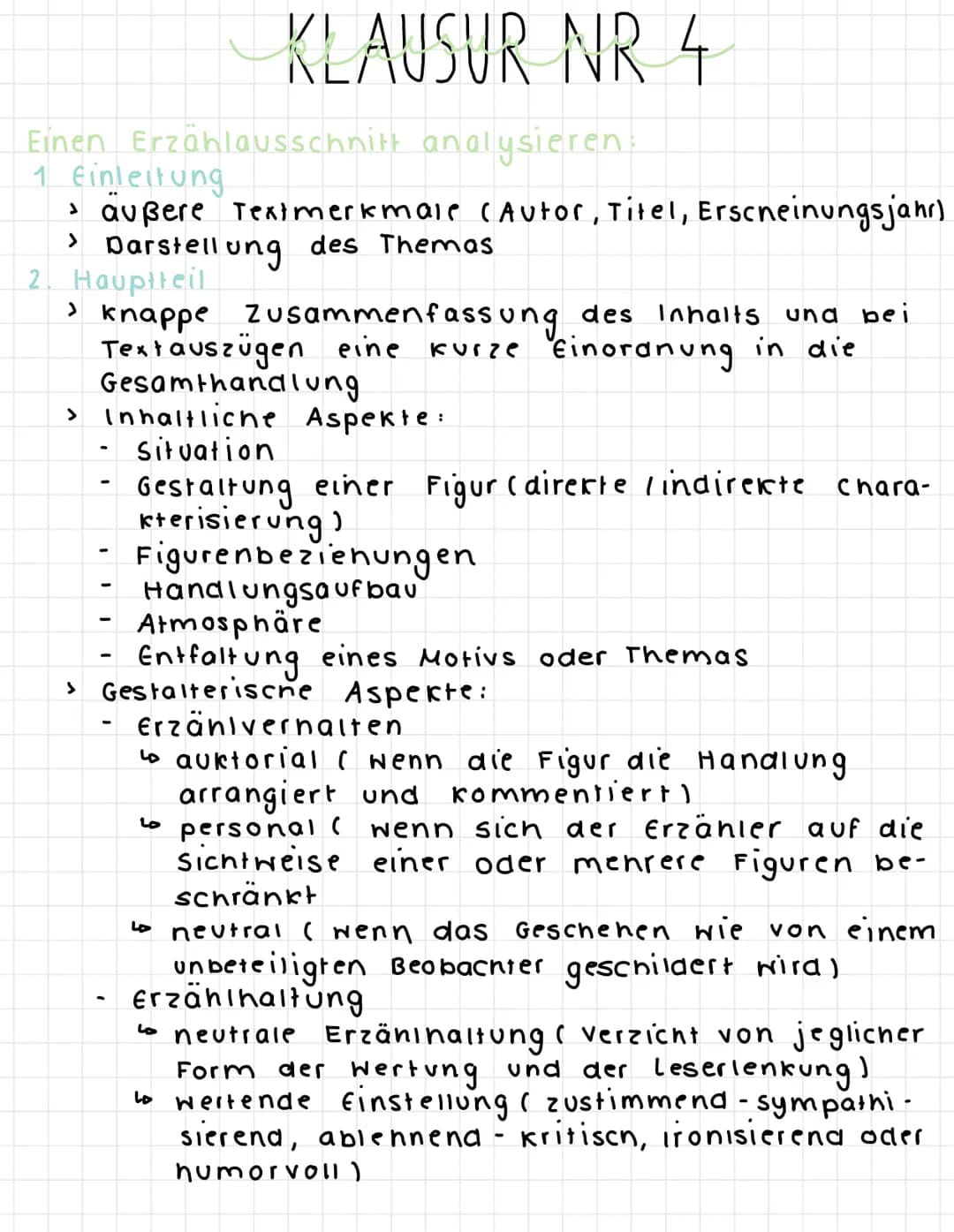 KLAUSUR NR 4
Einen Erzählausschnitt analysieren:
1 Einleitung
• außere Textmerkmale (Autor, Titel, Erscheinungsjahr)
› Darstellung des Thema