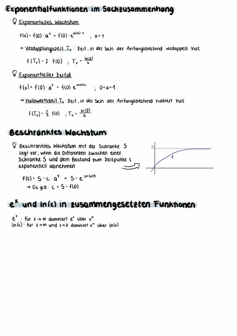 exponential funktionen
Eine Funktion der Form f(x) = c.ax → f(x) = c.e heißt Exponentialfunktion
In(a)x
Spiegelung von e*
• an der 1-Achse: 