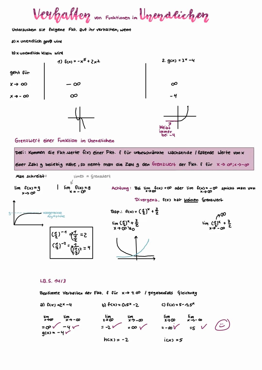 Grenzwerte und Verhalten von Funktionen im Unendlichen