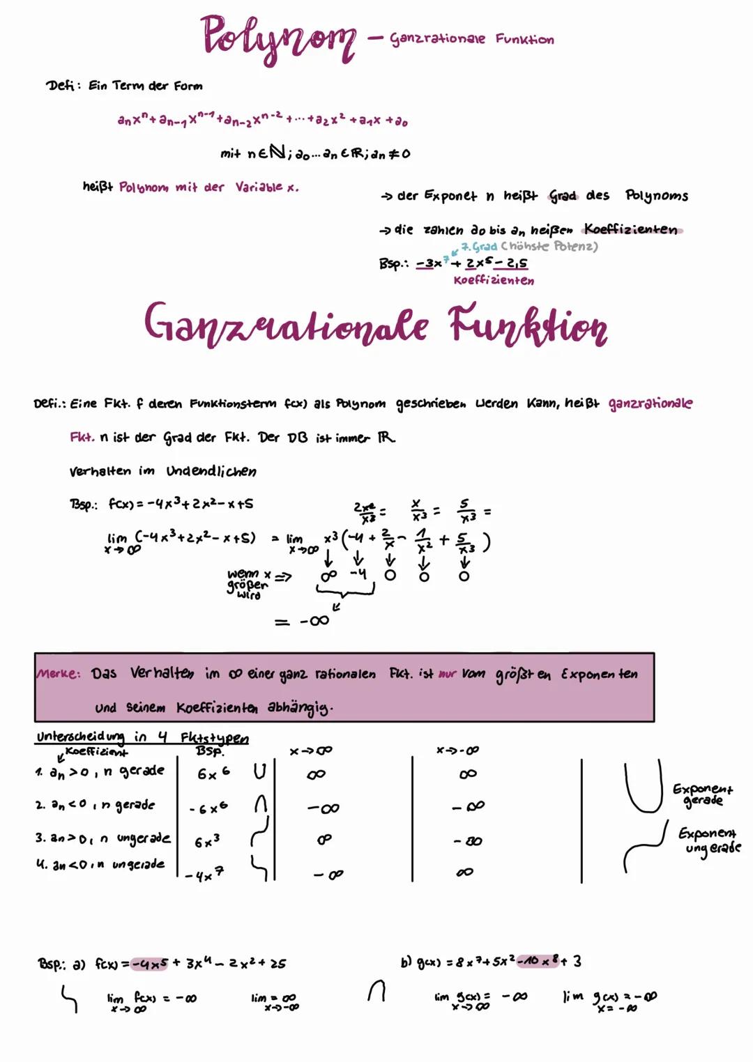 # Verhalten

von Funktionen im Unendlichen

Untersuchen sie folgene Fkt. auf ihr verhalten, wenn

a) x unendlich groß wird

b) x unendlich K