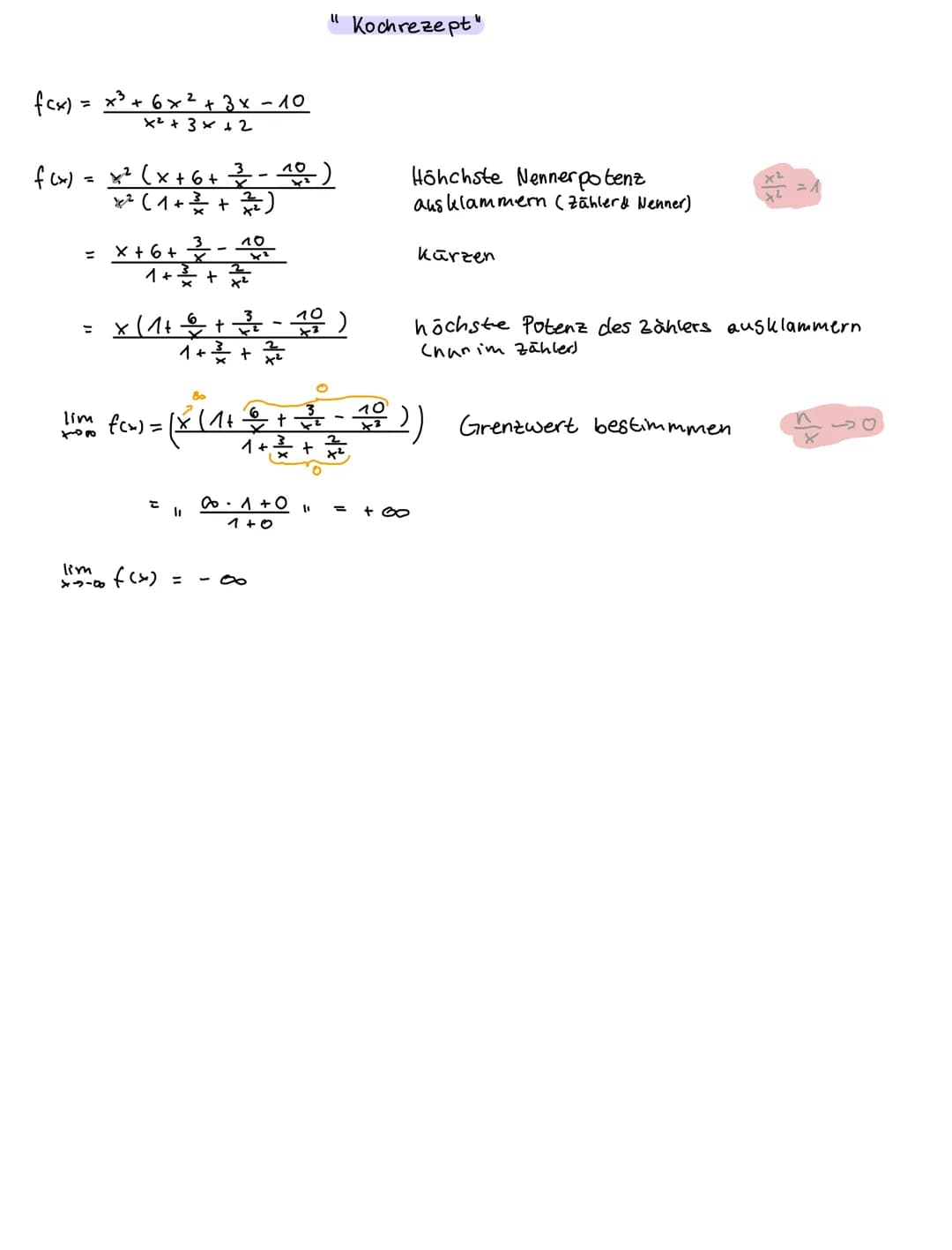 1. Definitionsbereich bestimmen
=> x = 0 (keine Null unterm Bruchstrich)
√x => x = 0 (keine negativen Zahlen unter der Wurzel)
Bsp.:
2x +3
+