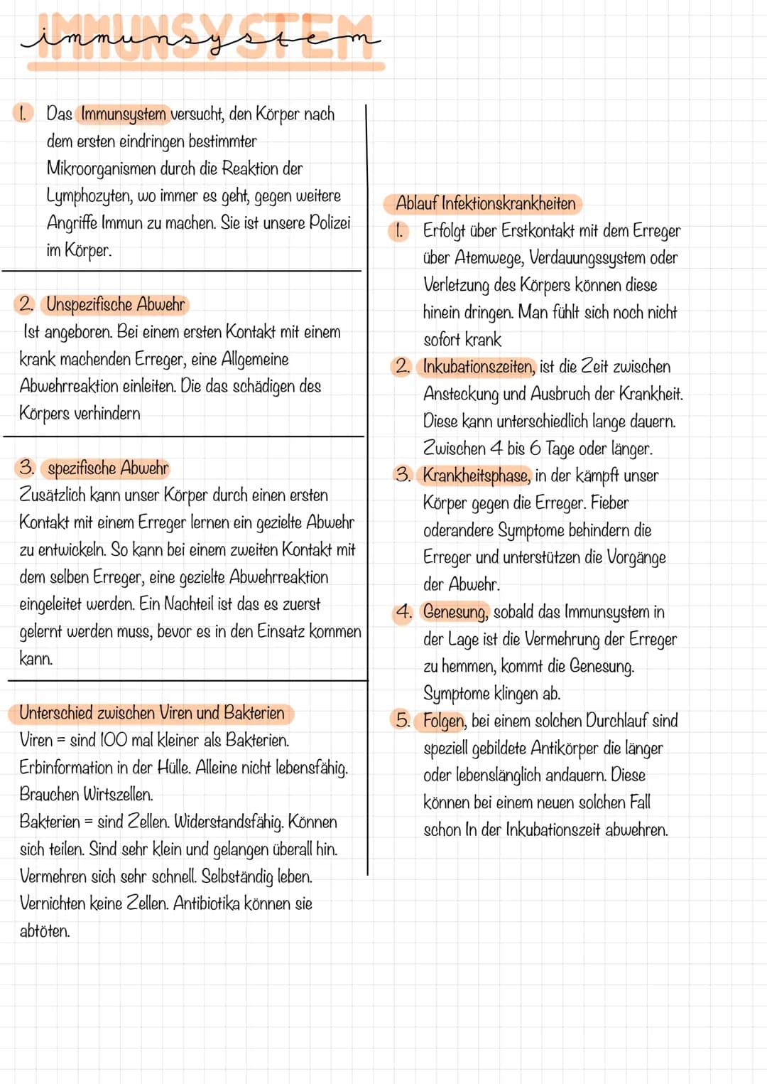 immunsystem
1. Das Immunsystem versucht, den Körper nach
dem ersten eindringen bestimmter
Mikroorganismen durch die Reaktion der
Lymphozyten