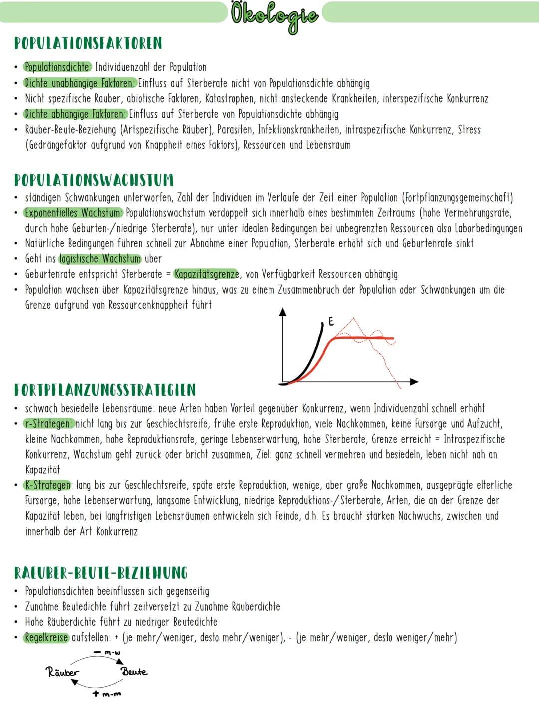 POPULATIONSFAKTOREN
Populationsdichte Individuenzahl der Population
• Dichte unabhängige Faktoren: Einfluss auf Sterberate nicht von Populat