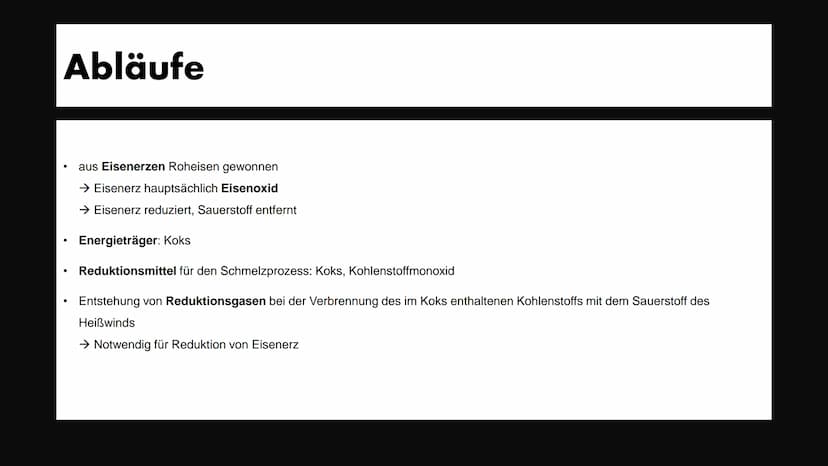 Der Hochofenprozess
Elisabeth Atapin Gliederung
1. Aufbau
2. Abläufe
3. Chemische Vorgänge
4. Redoxreaktion
5. Quellen
Roheisen
Schlacke
www