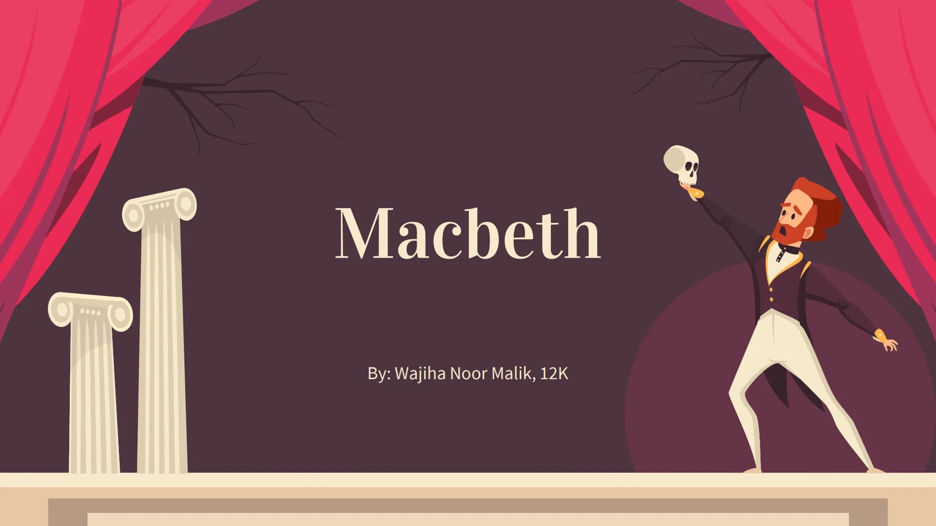 Macbeth
By: Wajiha Noor Malik, 12K 1.Macbeth
→Plot of Macbeth
Structure
2. Relationship between Macbeth and Lady Macbeth
→Gender roles withi