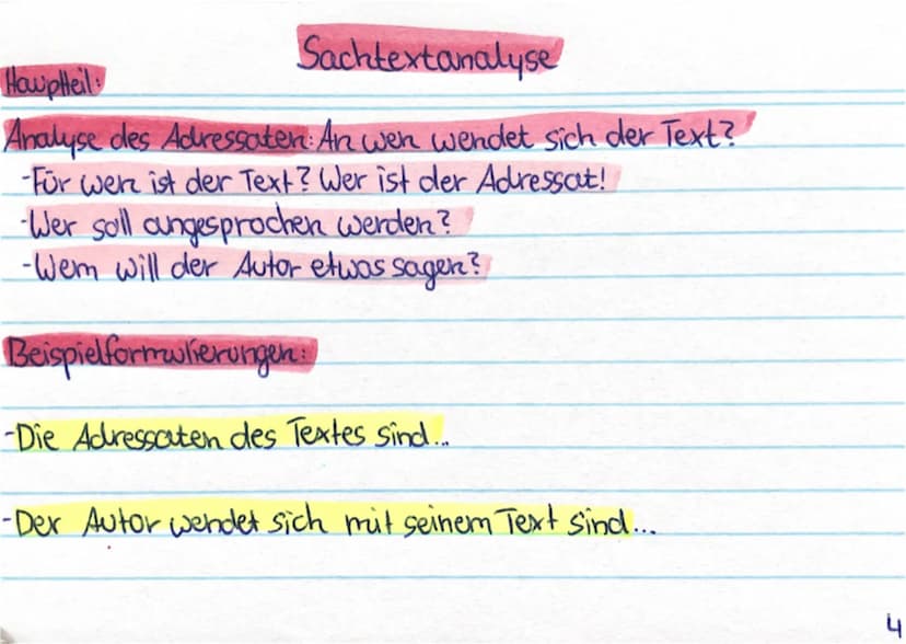 Einleitung Titel
-Autor
Sachtextanalyse
- Erscheinungsjahr/Ort
- Textart: Zeitungsartikel, Nachricht/Bericht, Reportage,
Interview, Wissensc