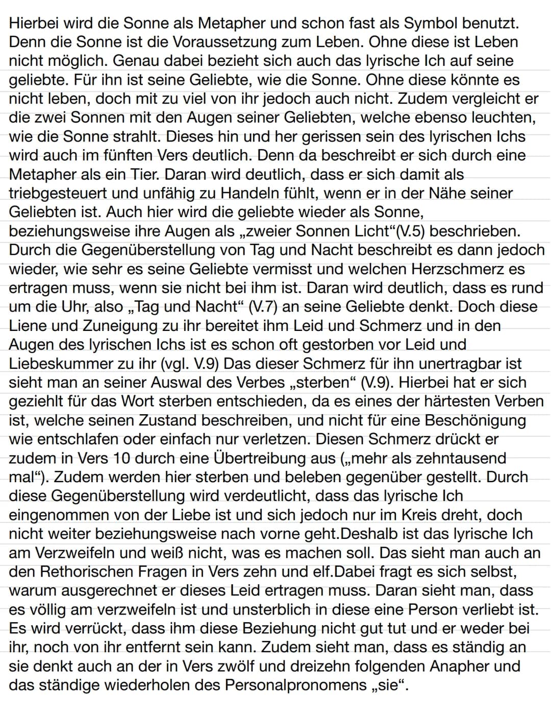 Das Gedicht ,,Sonett von der Liebtsten Augen", geschrieben von Martin
Opitz und im Jahre 1624 veröffentlicht, handelt von der toxischen
Abhä