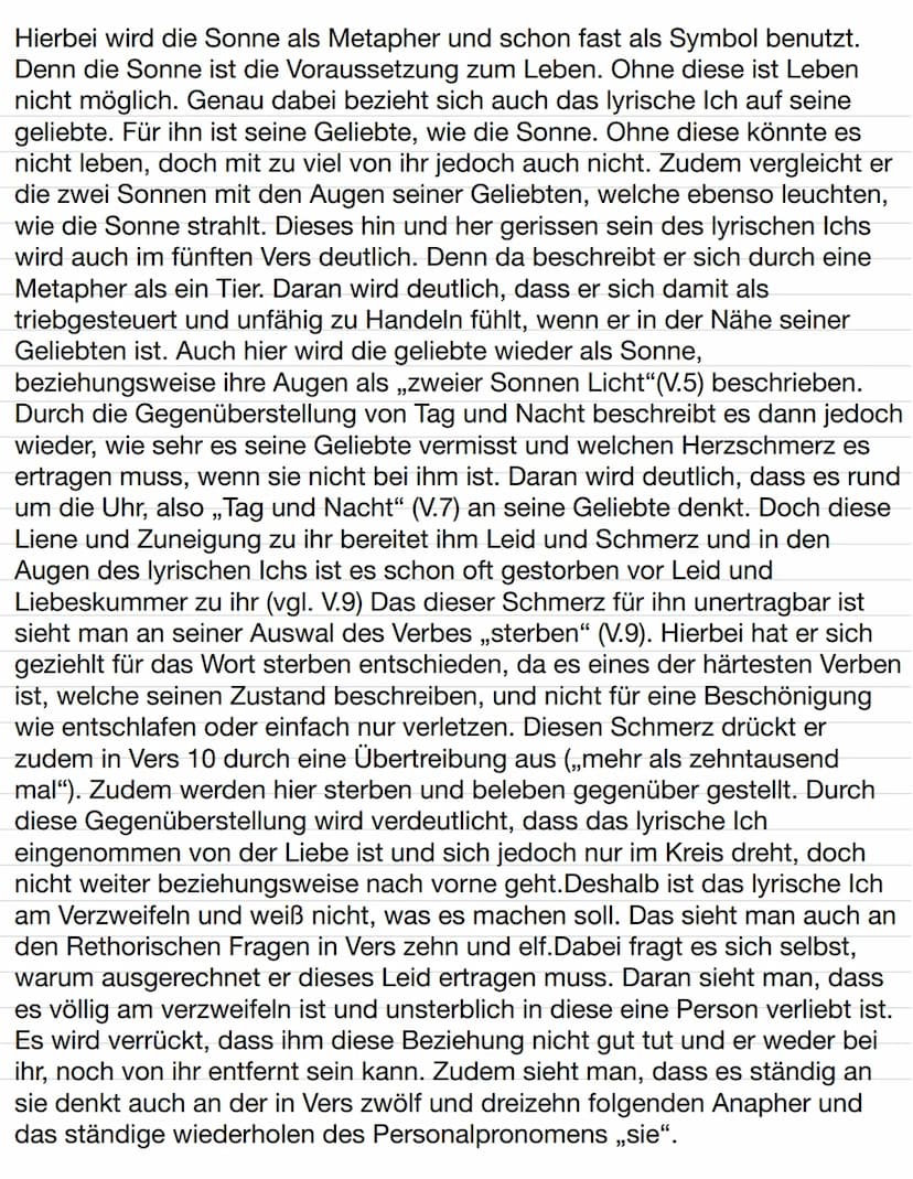 Das Gedicht ,,Sonett von der Liebtsten Augen", geschrieben von Martin
Opitz und im Jahre 1624 veröffentlicht, handelt von der toxischen
Abhä