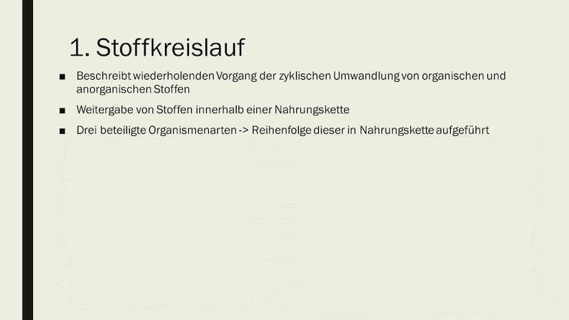 STOFF- UND ENERGIEFLUSS IN
ÖKOSYSTEMEN
Von Maya Zorn Gliederung
1. Stoffkreislauf
2. Energiekreislauf
3. Kohlenstoffkreislauf
4. Stickstoffk