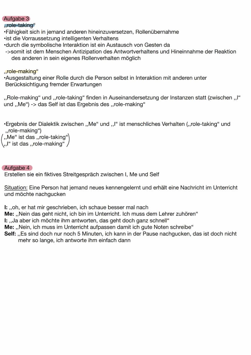 1. Erläutern sie, aus welchem Grund mead seine Theorie als
symbolischen interaktionismus kennzeichnet
2. Erklären sie die Instanzen I, Me un