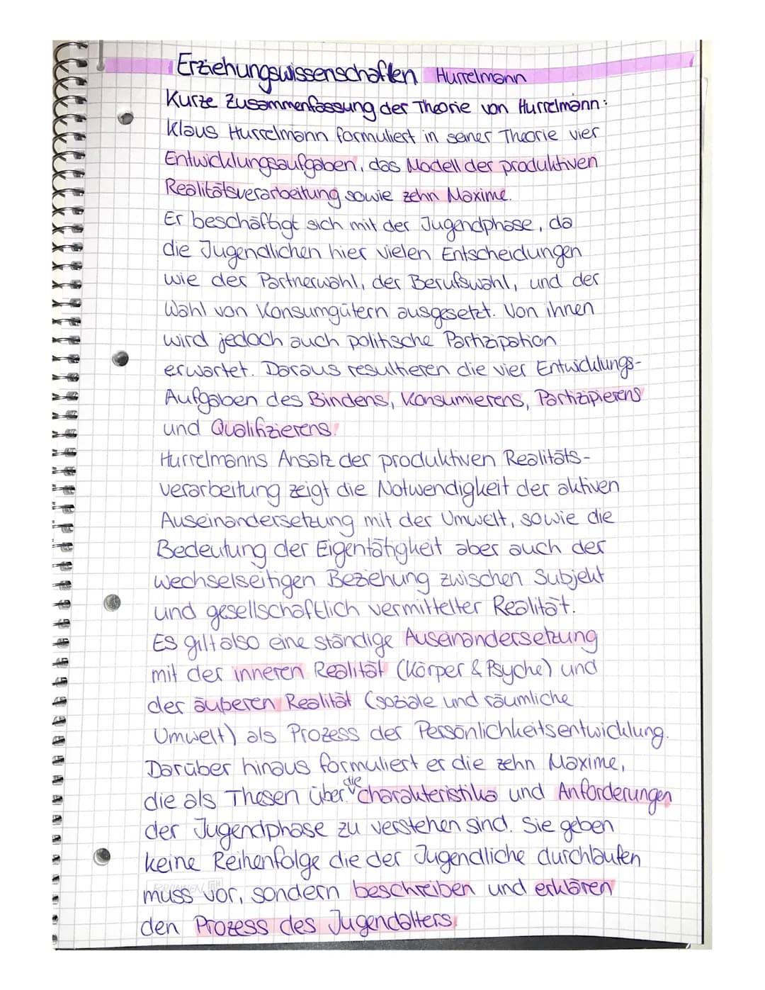 NE
H
49
D
Erziehungswissenschaften
Hurrelmann
Kurze Zusammenfassung der Theorie von Hurrelmann :
Klaus Hurrelmann formuliert in seiner Theor