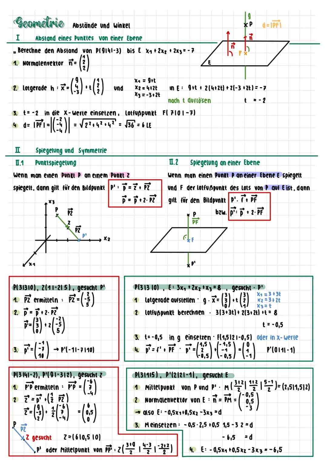 Geraden und Ebenen
Parametergleichung E:
Koordinatengleichung E:
Normalengleichung E:
Skalarprodukt:
Zu den Vektoren a =
Vektoren a und b.
M