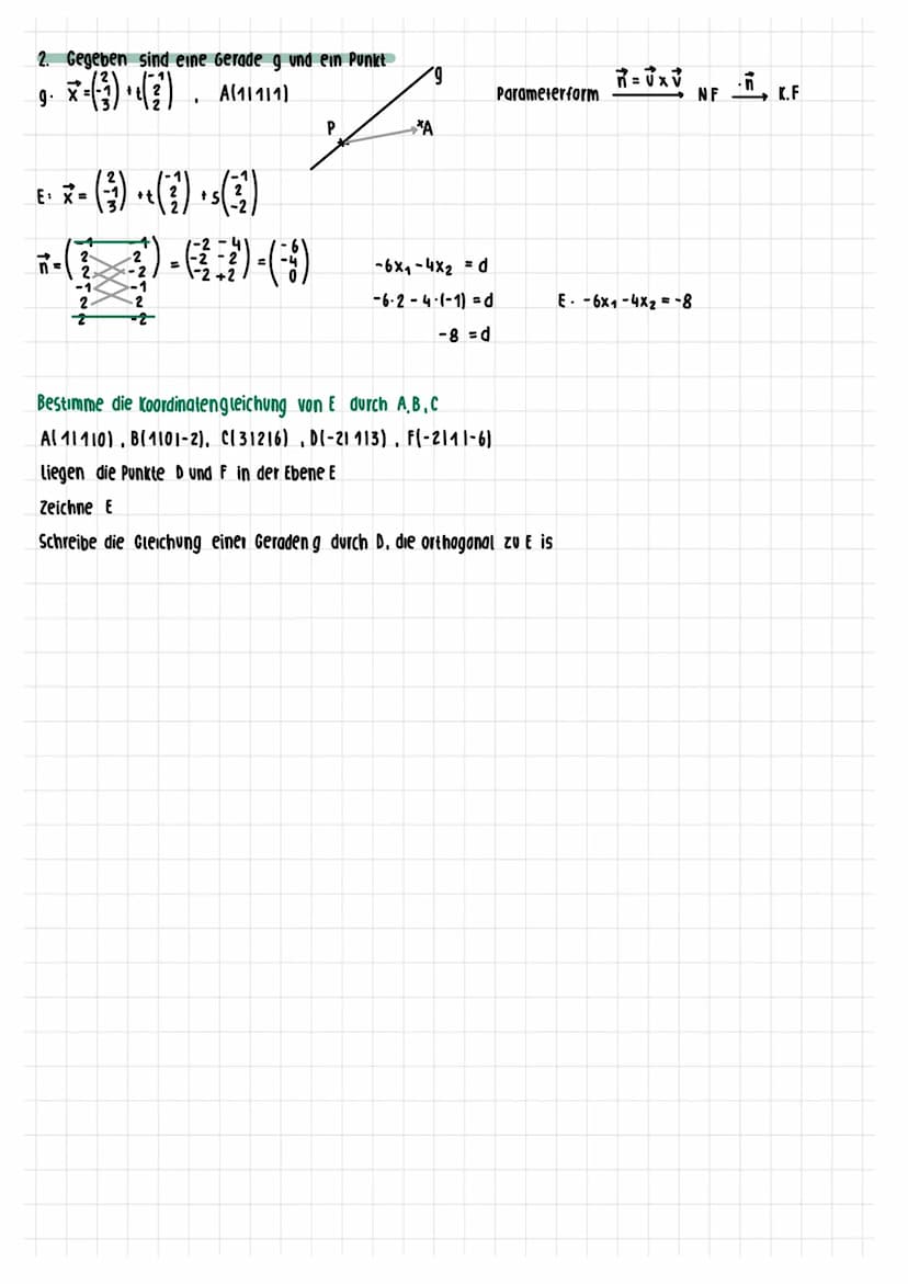 Geraden und Ebenen
Parametergleichung E:
Koordinatengleichung E:
Normalengleichung E:
Skalarprodukt:
Zu den Vektoren a =
Vektoren a und b.
M