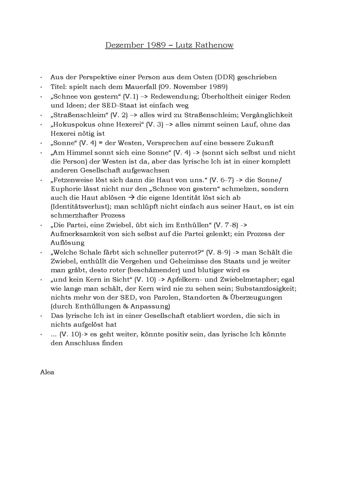 Analyse von 'Dezember 1989' von Lutz Rathenow - Wendelyrik und DDR-Perspektive