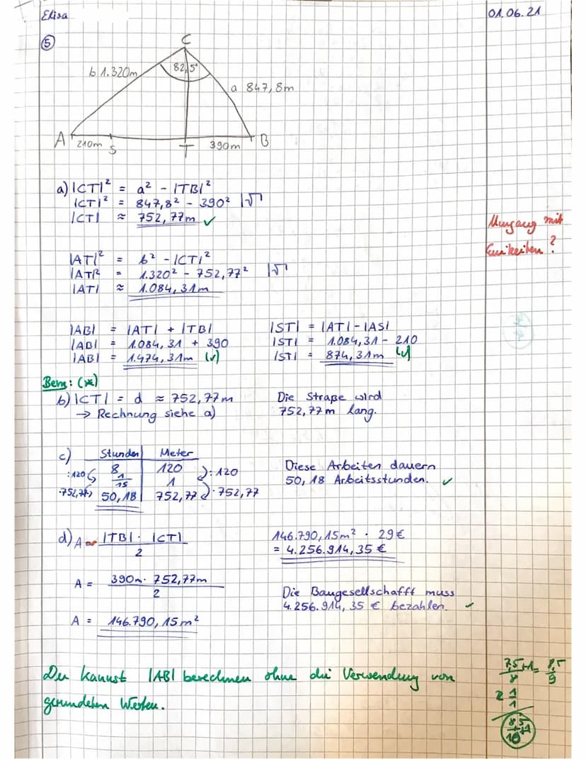 Mathematikarbeit Nr. 3 / Klasse 10/1.06.2021
Die Lösungsansätze und wichtige Zwischenschritte sind sorgfältig zu notieren.
Die vereinbarten 