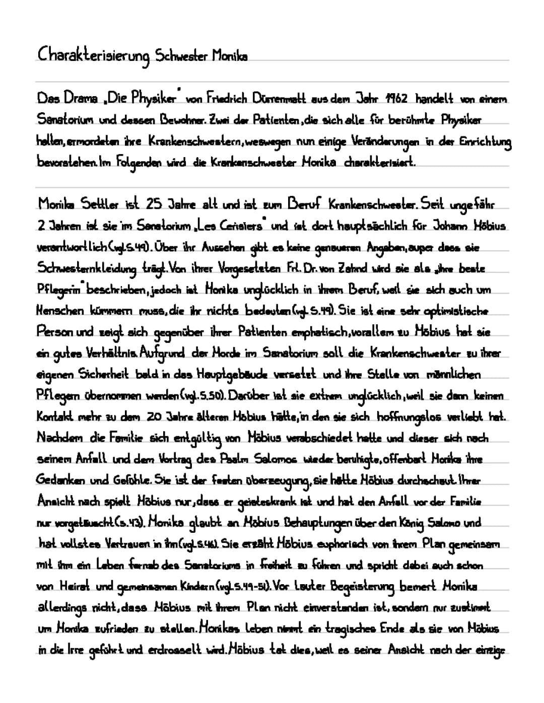 Charakterisierung Schwester Monika, die Pkysiker