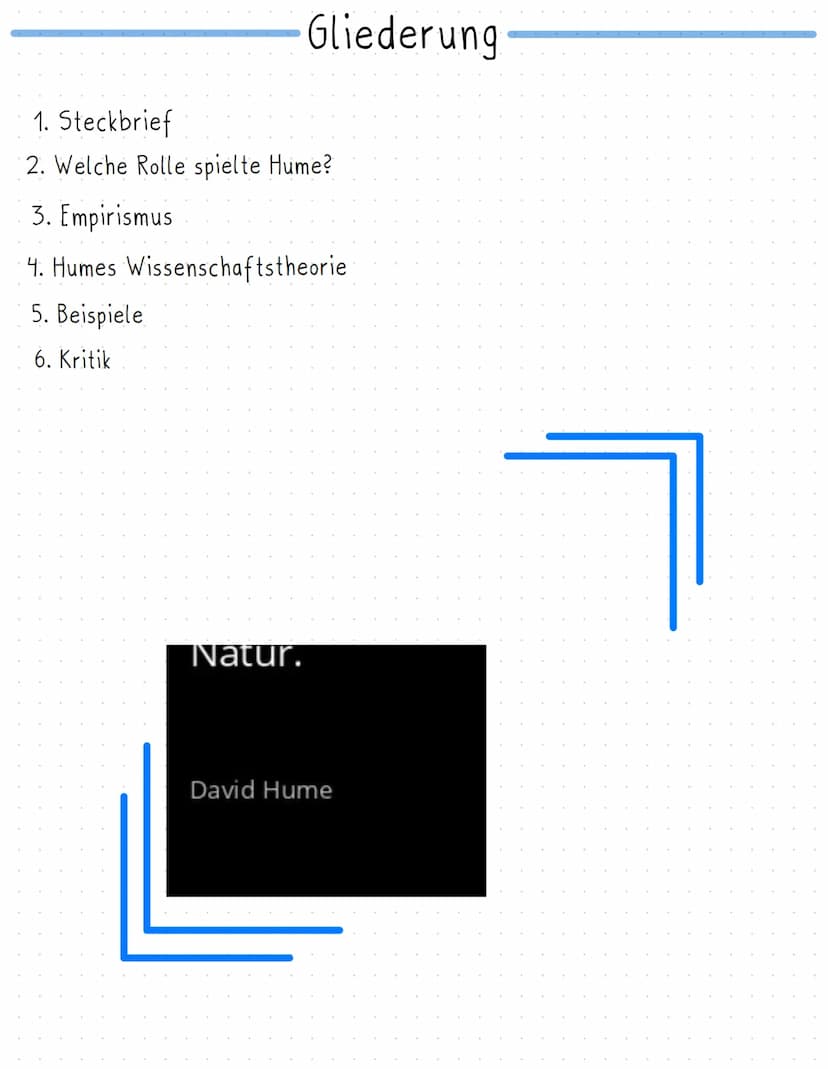 David Hume
VICTORIA UND ALINA Gliederung
1. Steckbrief
2. Welche Rolle spielte Hume?
3. Empirismus
4. Humes Wissenschaftstheorie
5. Beispiel