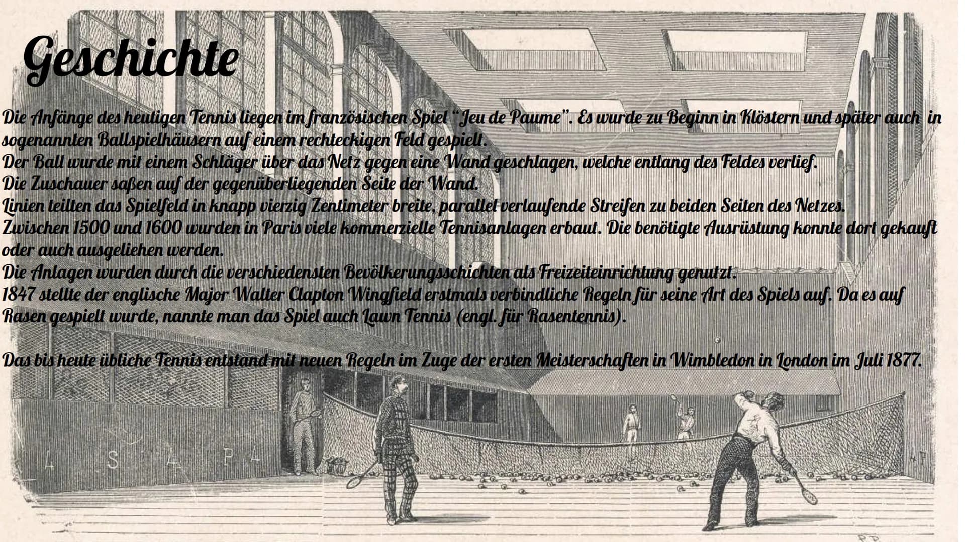Tennis Gliederung:
• Geschichte
Technik & Schläge
• Regeln
• Spielfeld
• Einführungs Video
• Berühmte Tennisspieler
• Quiz
• Lösung
• Quelle