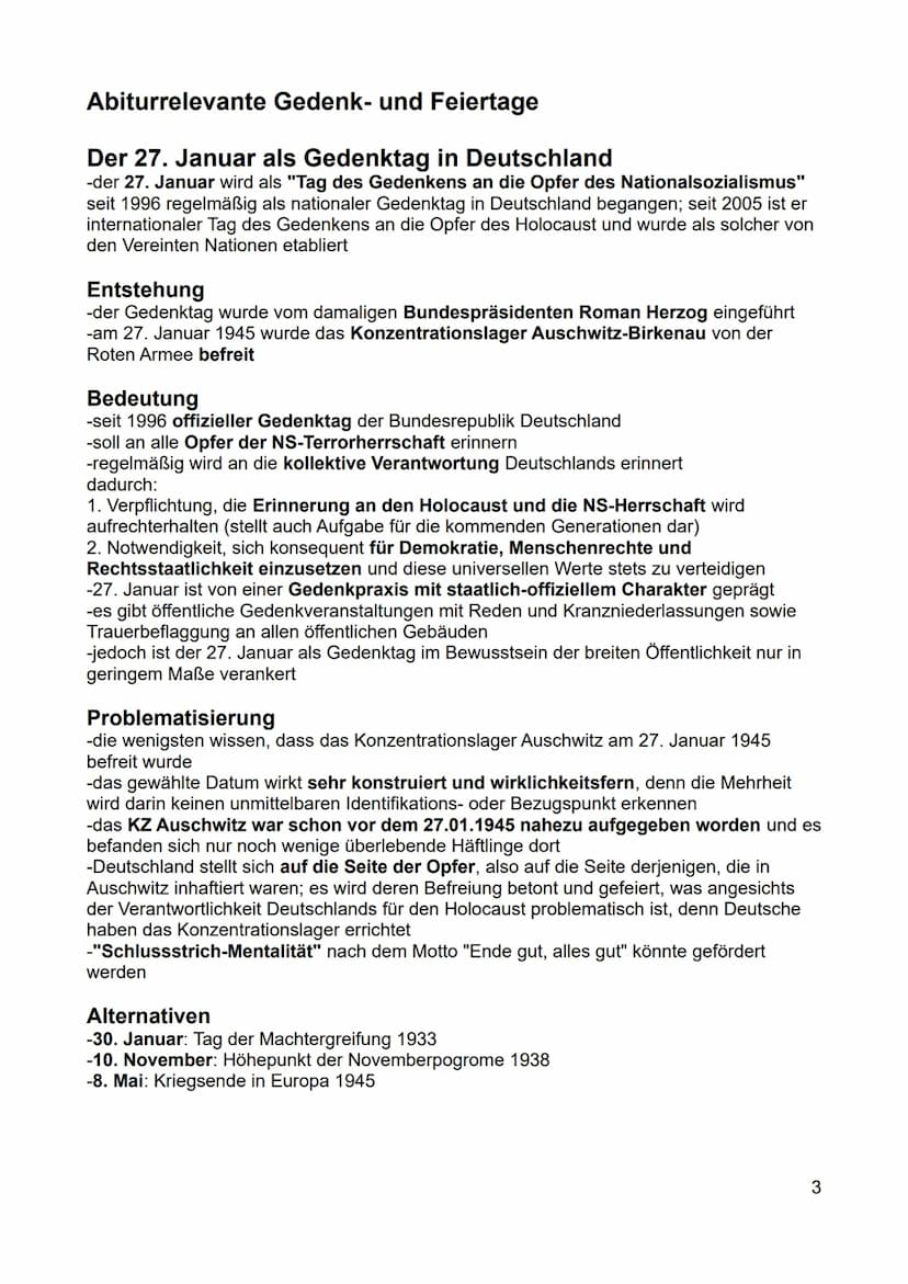 Inhaltsverzeichnis - Rahmenthema 4
Unterscheidung von Gedenk-, Erinnerungs- und Feiertagen....
Gedenktage....
Erinnerungstage.
Feiertage..
A