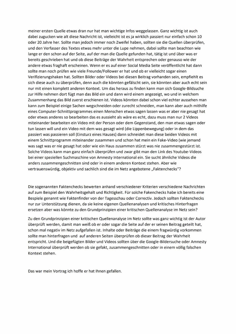 Gliederung
1. Was sind Fake News?
2. Wie erkenne ich Fake News?
3. Welche Rolle spielen hierbei die Punkte
„Quellenbearbeitung“, „Faktenbewe
