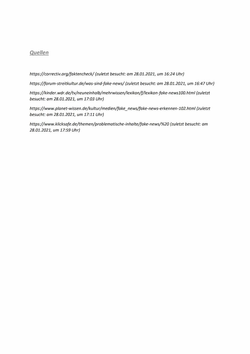 Gliederung
1. Was sind Fake News?
2. Wie erkenne ich Fake News?
3. Welche Rolle spielen hierbei die Punkte
„Quellenbearbeitung“, „Faktenbewe