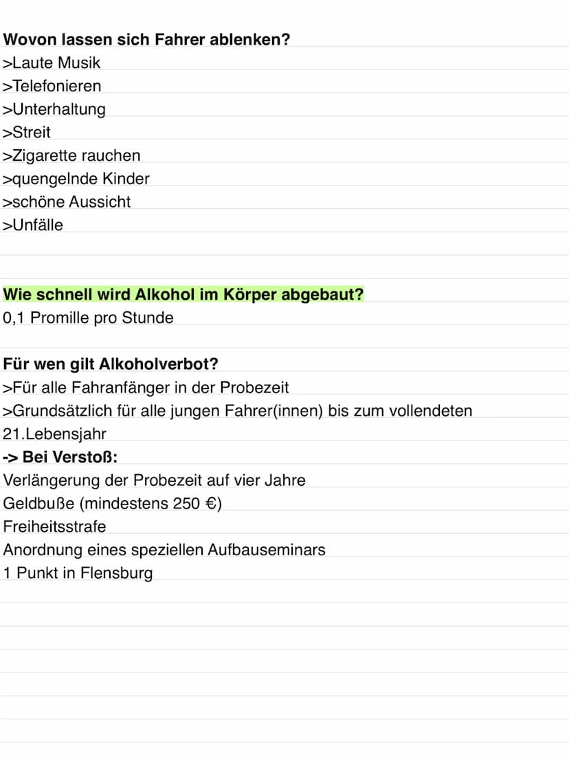 Thema 1
Persönliche Voraussetzungen/Risikofaktor Mensch
Bei Arm oder Bein gebrochen darf kein Auto fahren
Autofahren nach Einnahme von Medik