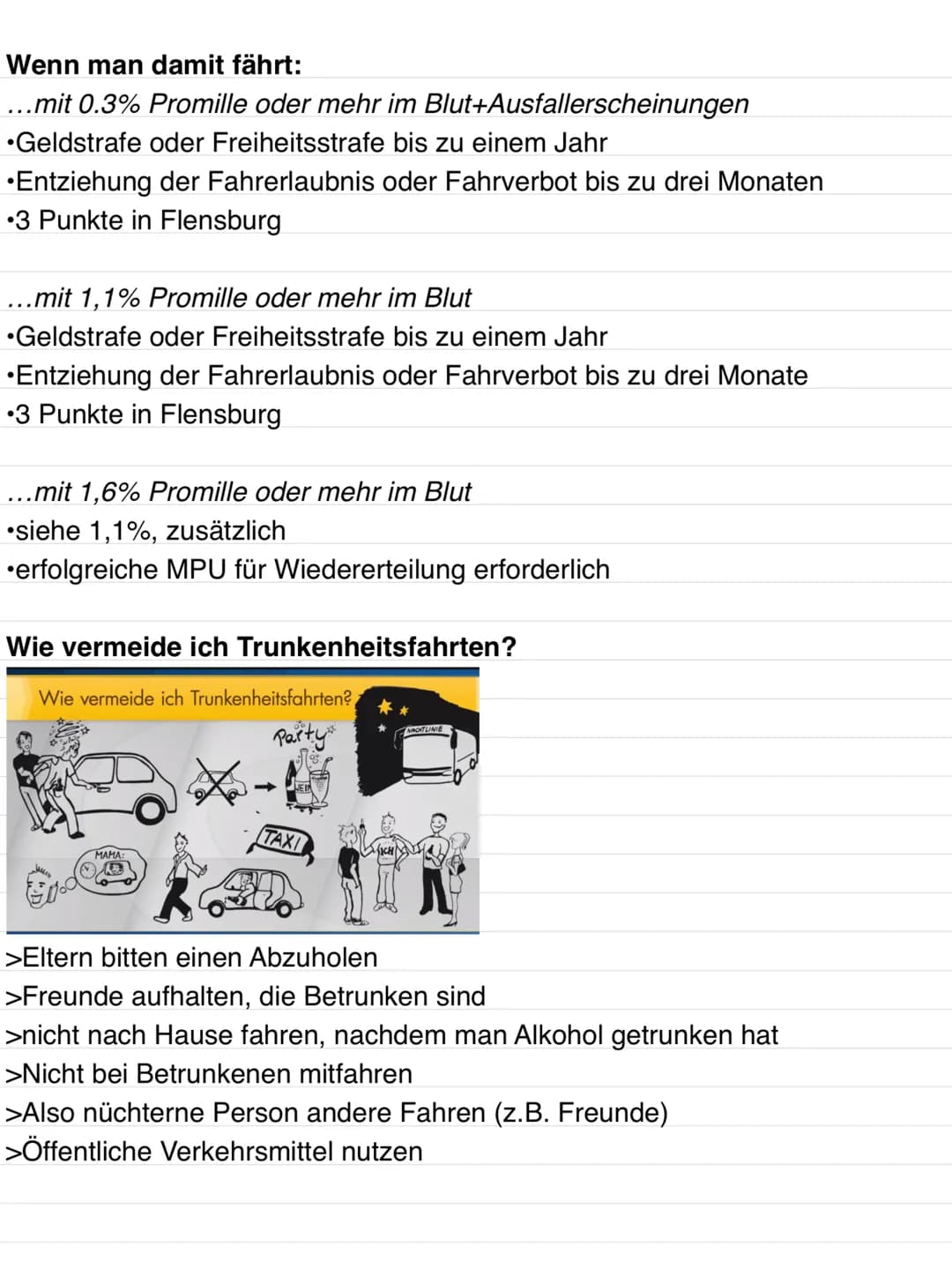 Thema 1
Persönliche Voraussetzungen/Risikofaktor Mensch
Bei Arm oder Bein gebrochen darf kein Auto fahren
Autofahren nach Einnahme von Medik
