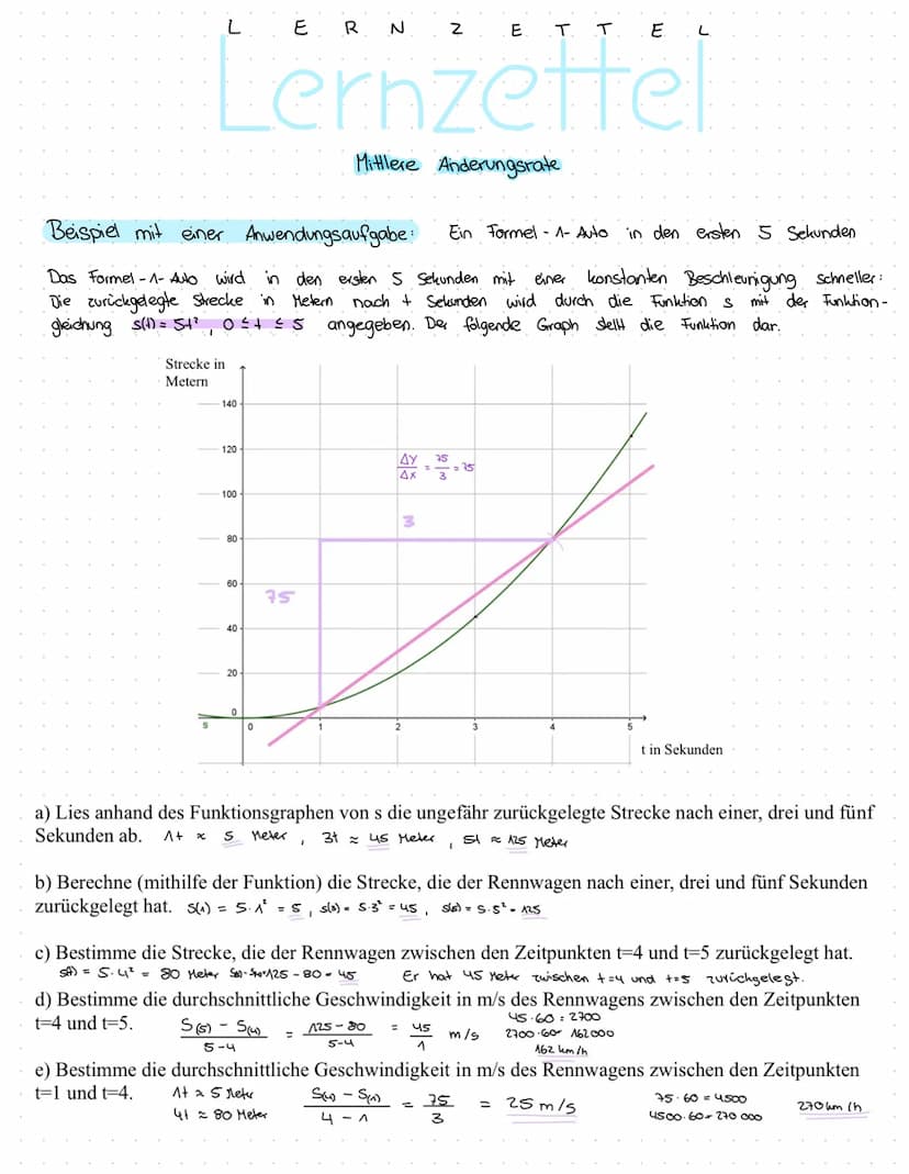 LE
Lernzettel
Mittlere Anderungsrate
Definition
Ist eine Funktion f auf
[xo xo th] definiert, dann kann man
f (x₂ +h)-f(x₂)
clem Differenzen