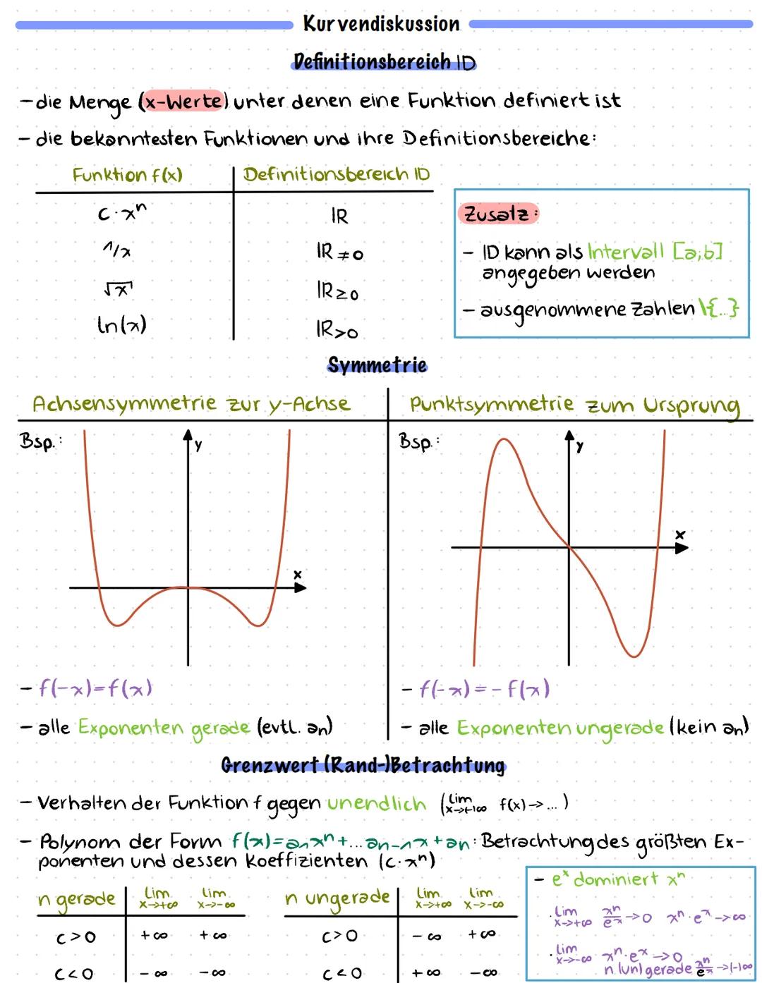 Analysis Ganzrationale Funktionen
- eine Funktion f(x)= anx² + an-^x^-^^ +...+ @₂x²³² + anx+.a. heißt Potenzfunktion / ganz-
rationale Funkt