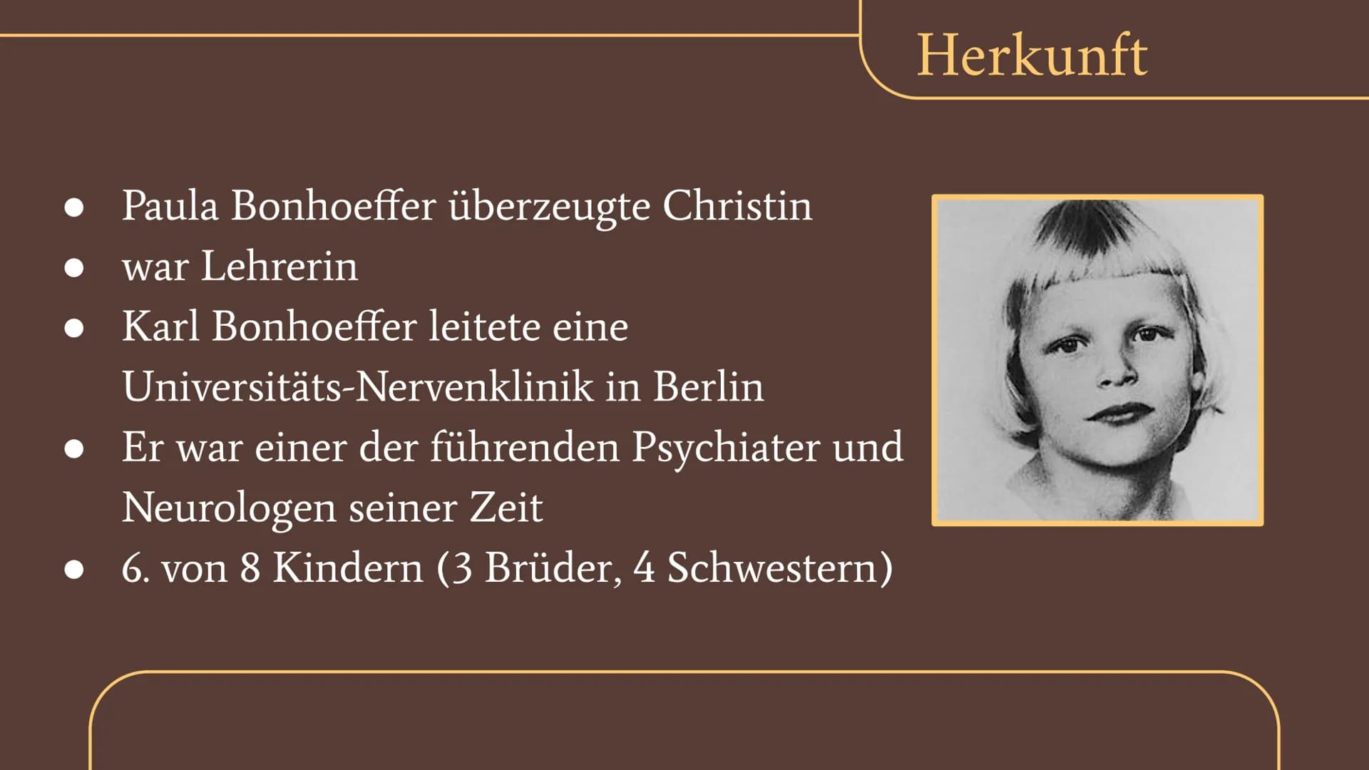 Dietrich Bonhoeffer
1906-1945 Inhaltsverzeichnis
Wer bin ich?
1.
2. Eckdaten
3. Herkunft & Familie
4. Kindheit & Jugend
5. Studium
6. Theolo