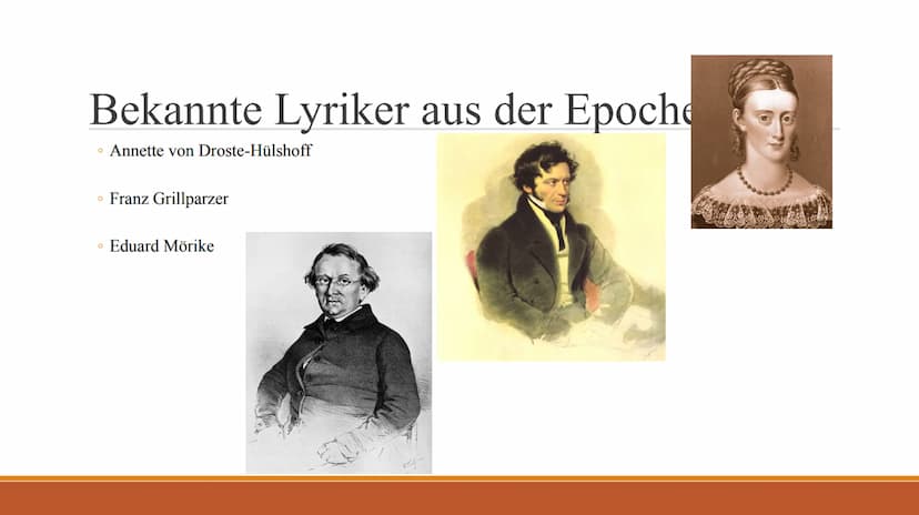 Literatur
• Die Menschen der Biedermeierzeit hatten kein Interesse an politischen Schriften. Literatur sollte
ästhetisch sein und sich in da