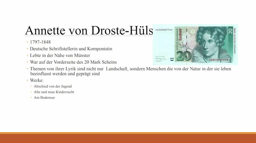 Literatur
• Die Menschen der Biedermeierzeit hatten kein Interesse an politischen Schriften. Literatur sollte
ästhetisch sein und sich in da