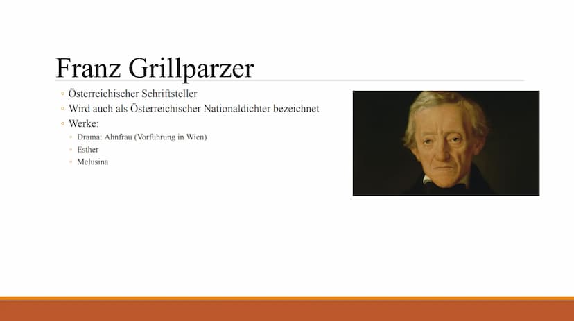 Literatur
• Die Menschen der Biedermeierzeit hatten kein Interesse an politischen Schriften. Literatur sollte
ästhetisch sein und sich in da