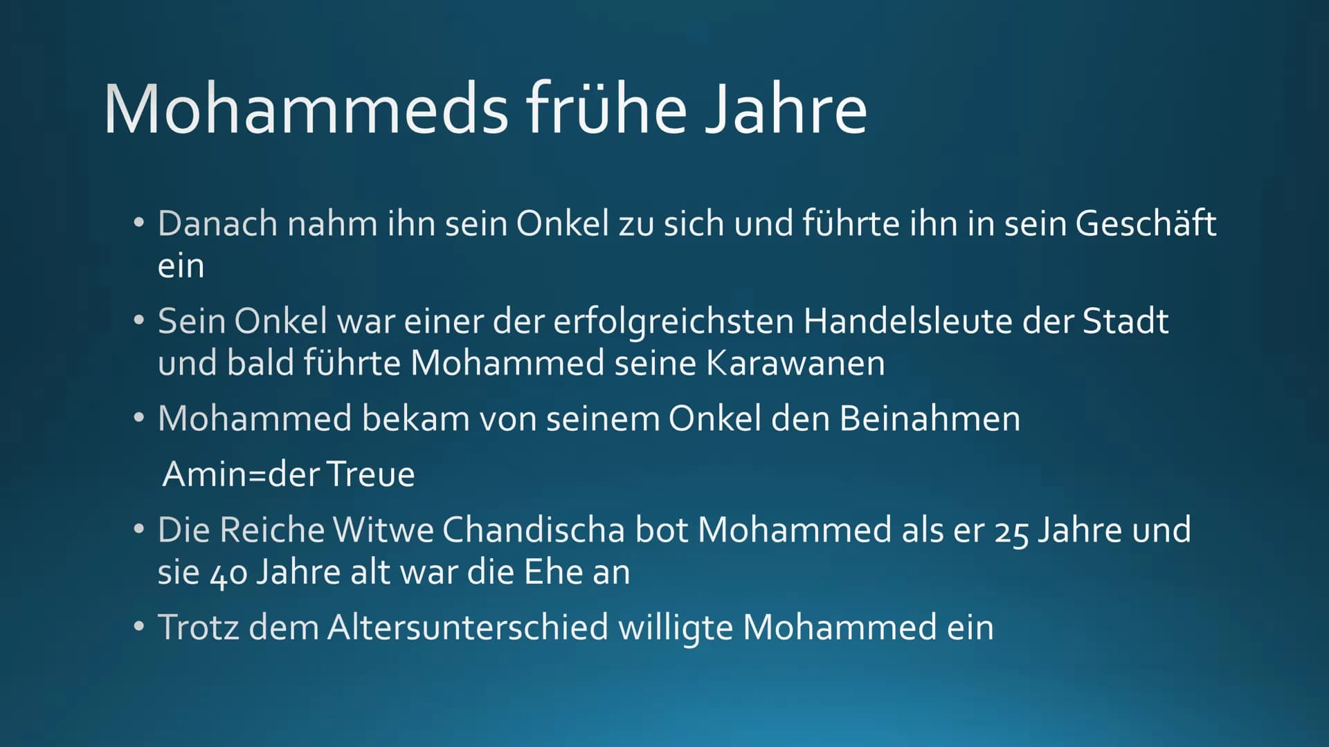 DER PROPHET
MOHAMMED Mohammeds Geburt
Mars
623
SONGA N
250NKANG
conne
DERMALYCH
PAR
toby
CON
12225
POSSHANGVIN
Mohammed wurde ca. um 570. n.