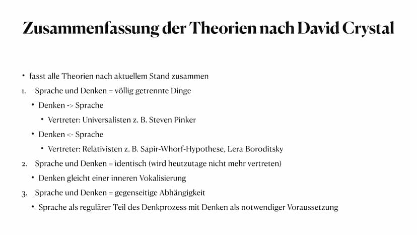 Sprache, Denken, Wirklichkeit
die verschiedenen Sprachtheorien
von Lea, Sophie, Denise und Nele ●
●
●
Inhalt
●
Zusammenfassung der Theorien 