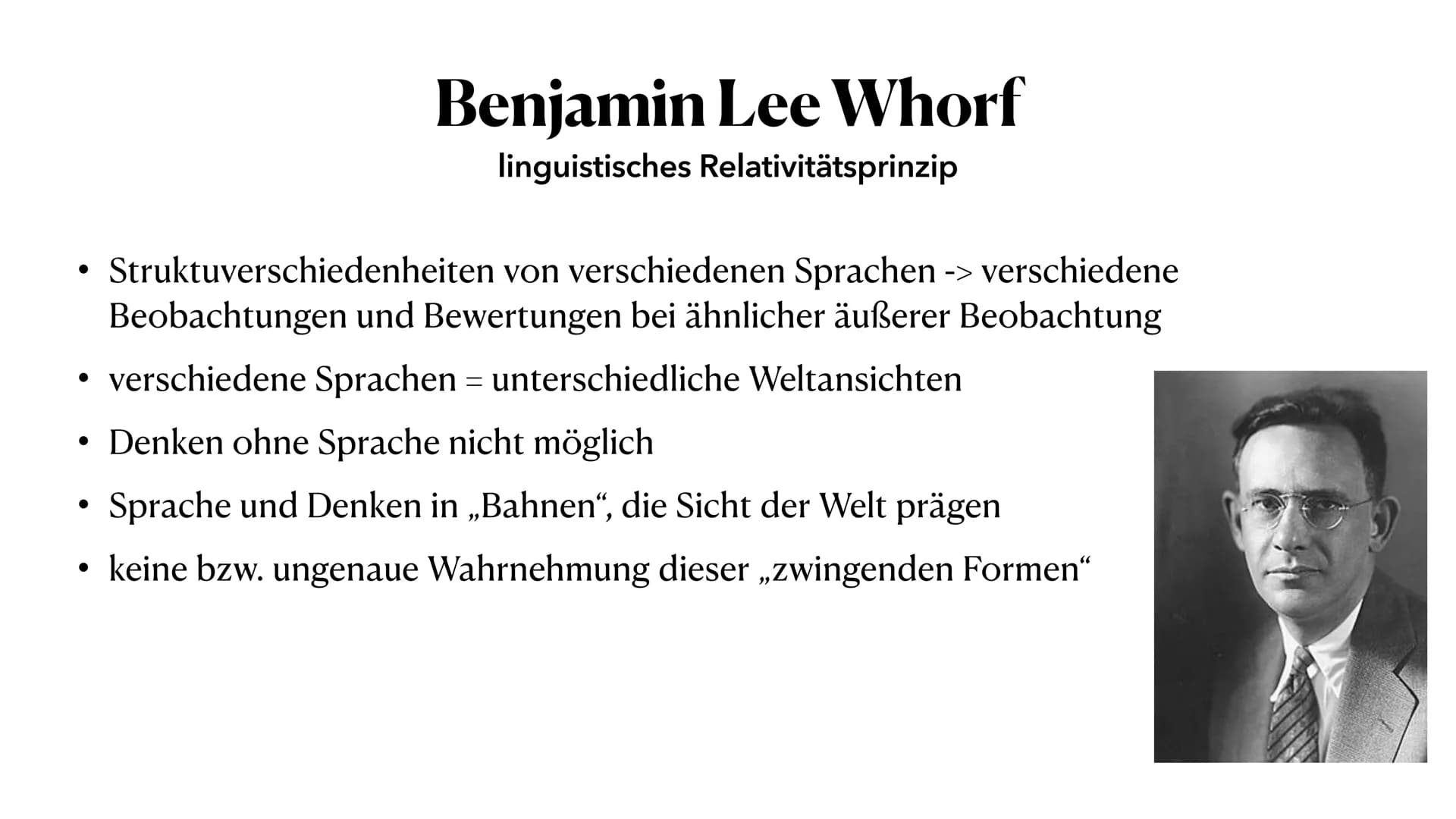 Sprache, Denken, Wirklichkeit
die verschiedenen Sprachtheorien
von Lea, Sophie, Denise und Nele ●
●
●
Inhalt
●
Zusammenfassung der Theorien 