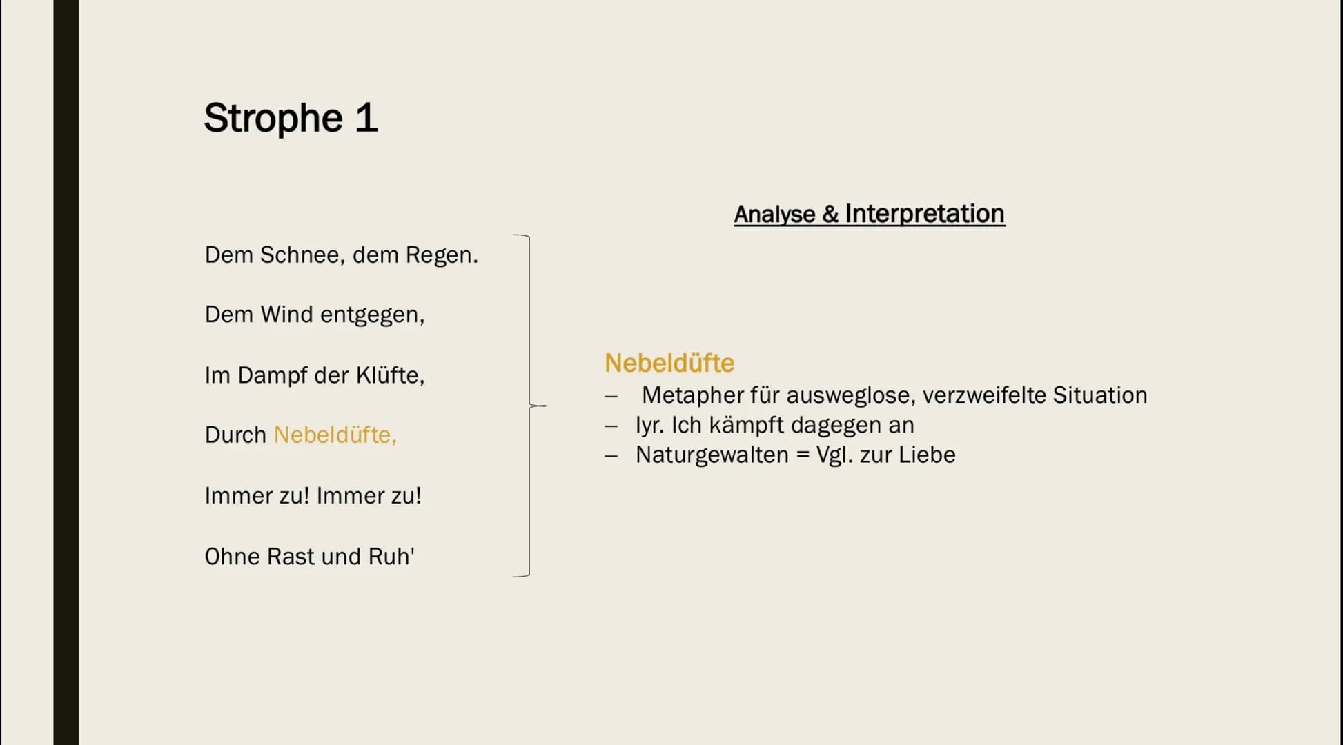 HERZ UND NATUR
Sturm und Drang Erlebnislyrik
Unter Johann Wolfgang von Goethe
■ Lyr. Ich bring persönliches Erlebnis zum
Ausdruck
Merkmale: 