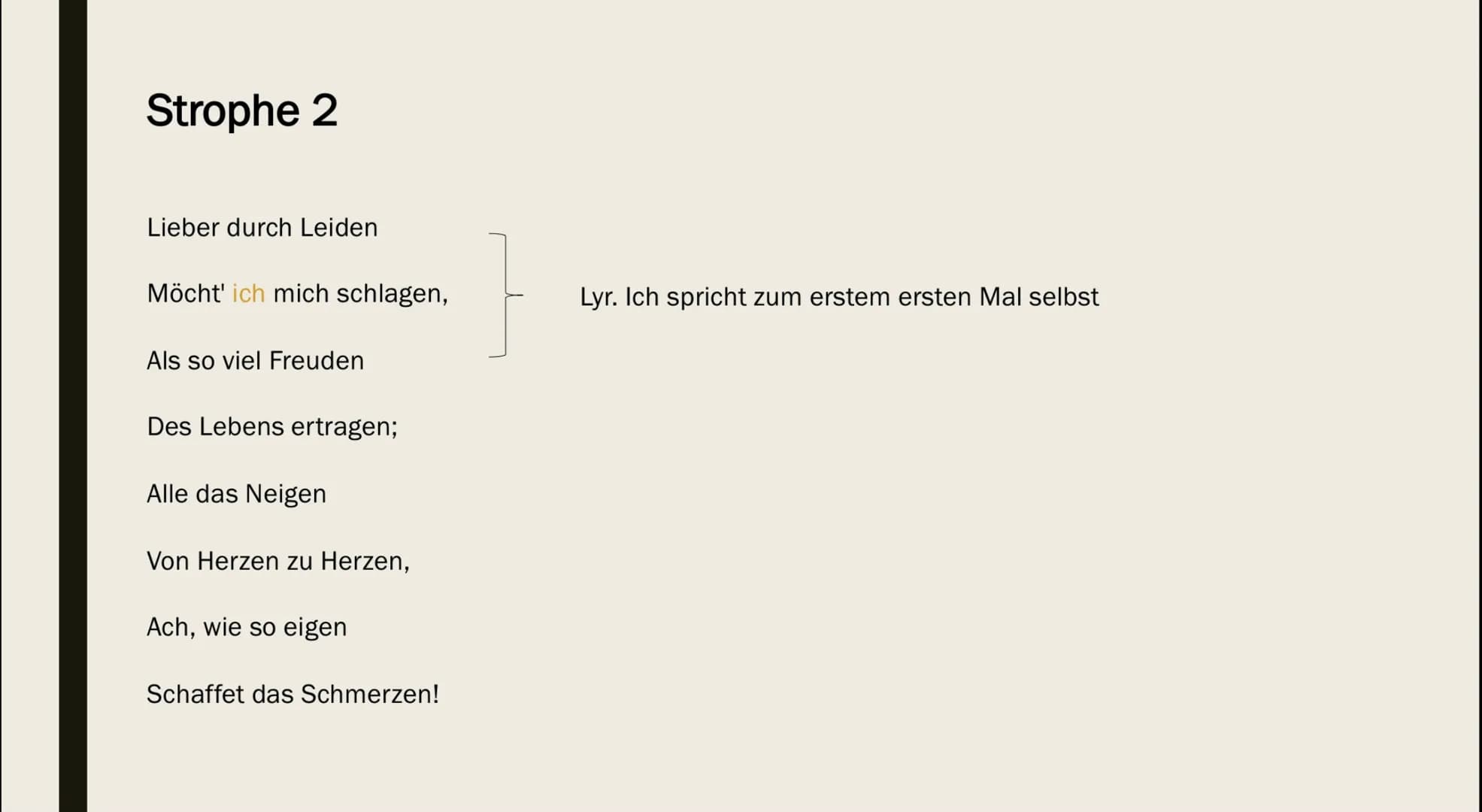 HERZ UND NATUR
Sturm und Drang Erlebnislyrik
Unter Johann Wolfgang von Goethe
■ Lyr. Ich bring persönliches Erlebnis zum
Ausdruck
Merkmale: 