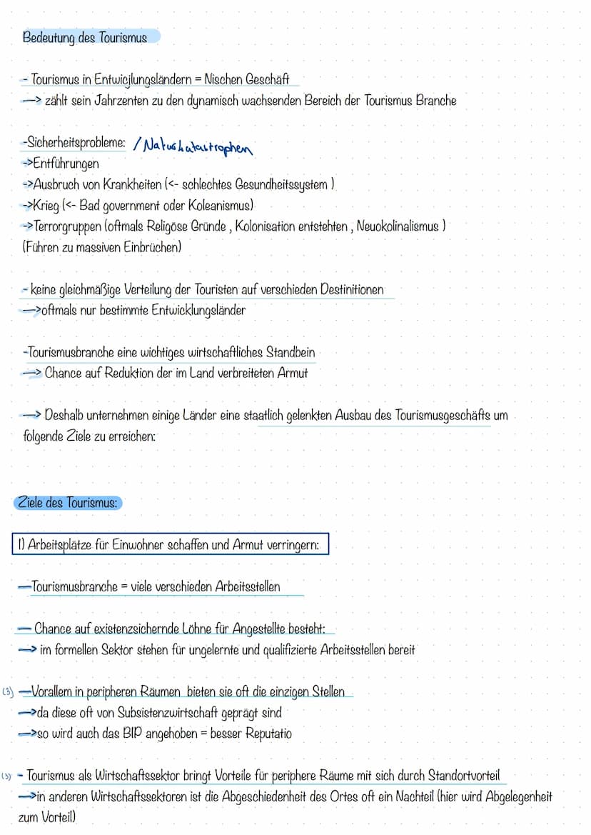 Tourismus in Entwicklungsländern:
Voraussetzungen:
-Angebot an naturräumlichen Attraktivität groß (NATURRÄUMLICHES POTENZIAL)
-> scheinen an