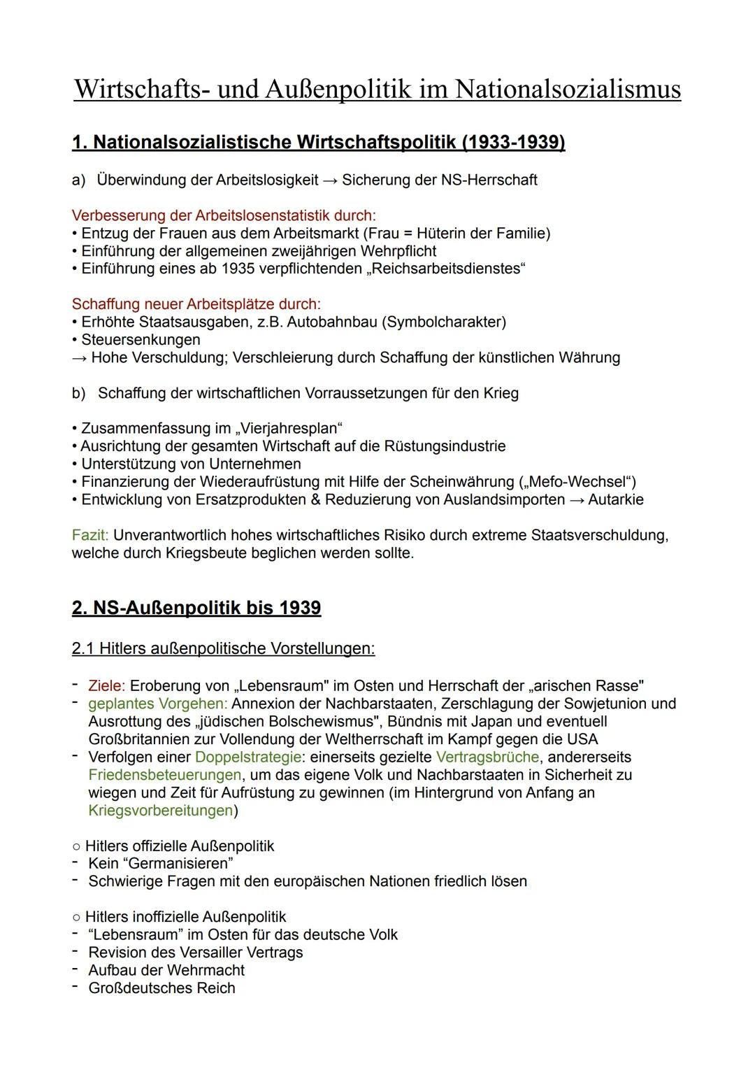 Wirtschafts- und Außenpolitik im Nationalsozialismus
1. Nationalsozialistische Wirtschaftspolitik (1933-1939)
a) Überwindung der Arbeitslosi