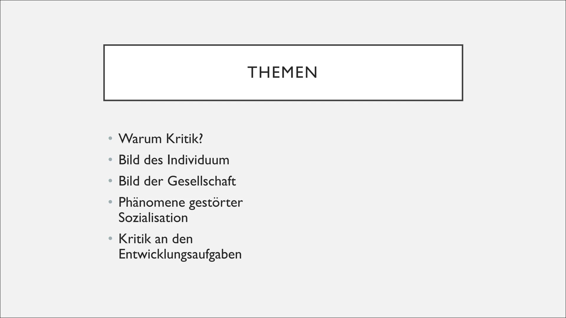 KRITIK AM MPR VON KLAUS
HURRELMANN & ULLRICH BAUER • Warum Kritik?
Bild des Individuum
• Bild der Gesellschaft
Phänomene gestörter
Sozialisa
