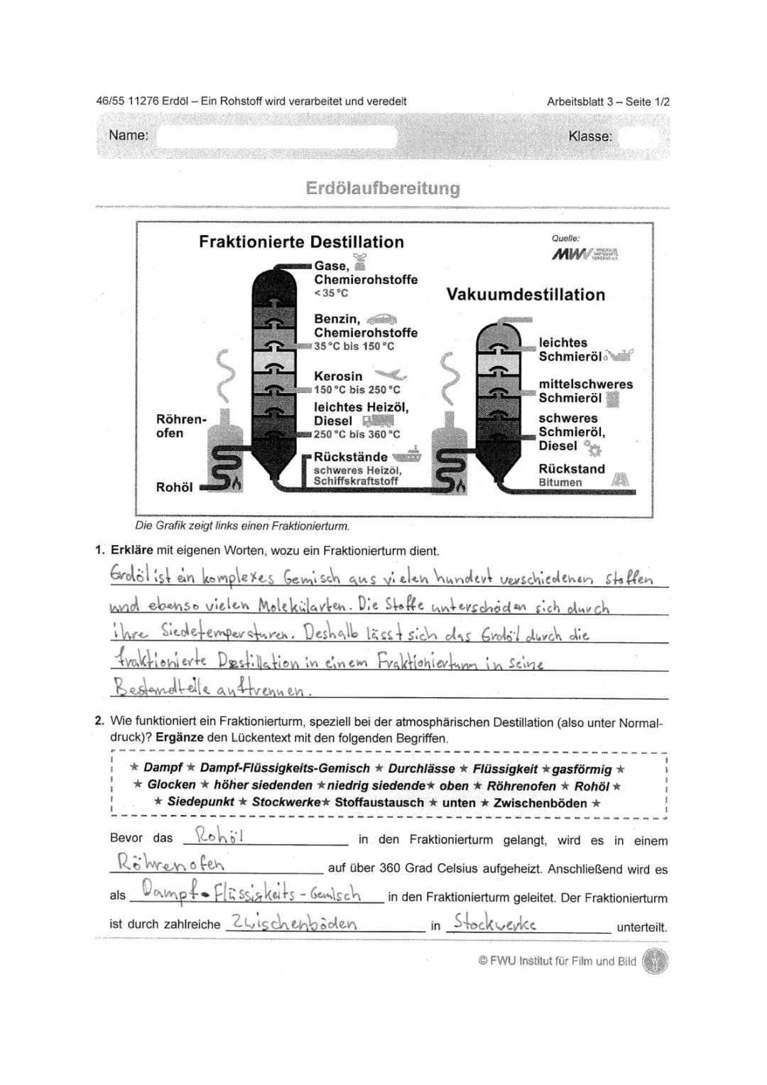 Erdölaufbereitung und Fraktionierte Destillation einfach erklärt