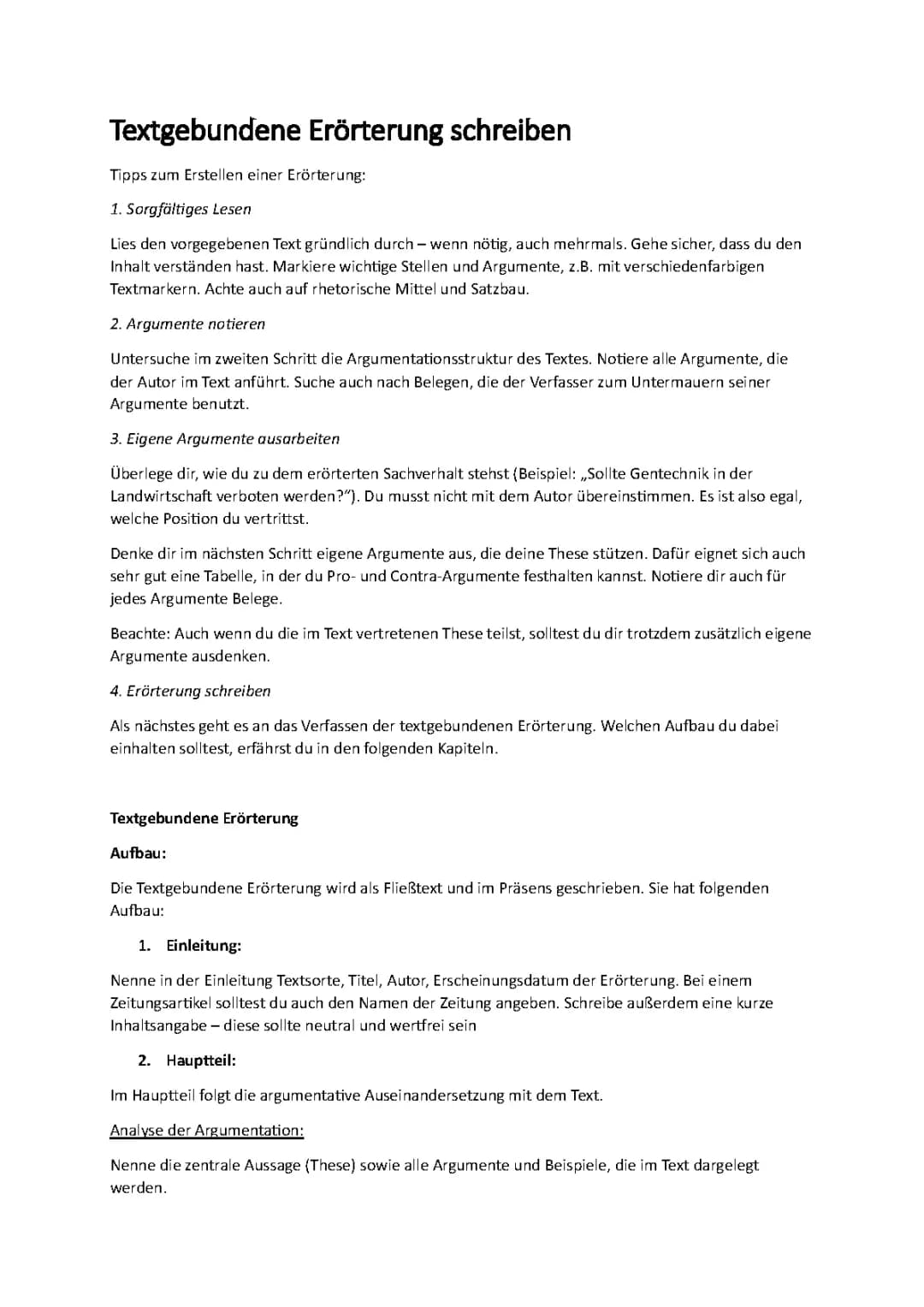 Textgebundene Erörterung 