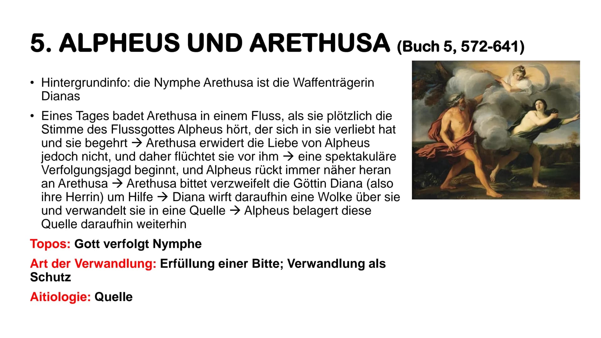 Überblick zu ein paar
ausgewählten
Metamorphosen
(von Ovid) DEFINITION WICHTIGER BEGRIFFE
●
Aitiologie
eine Erzählung, die den Ursprung und 