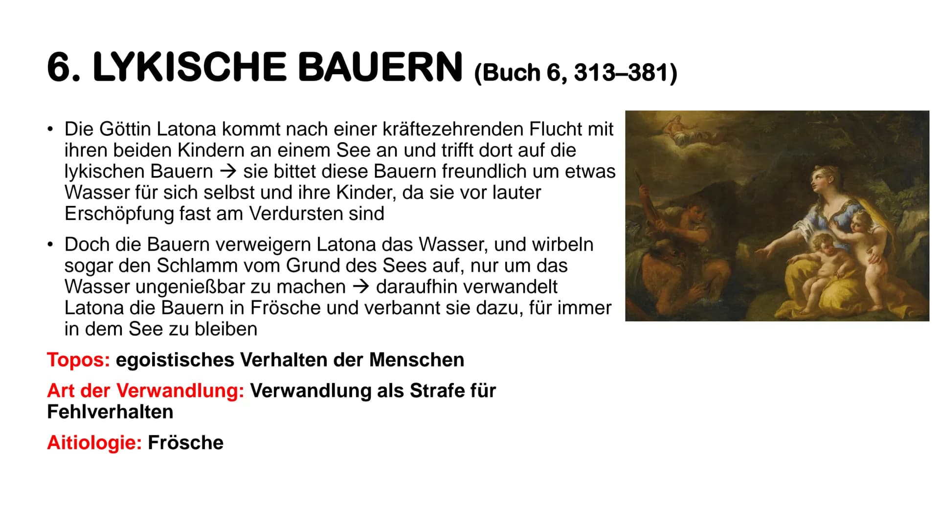 Überblick zu ein paar
ausgewählten
Metamorphosen
(von Ovid) DEFINITION WICHTIGER BEGRIFFE
●
Aitiologie
eine Erzählung, die den Ursprung und 