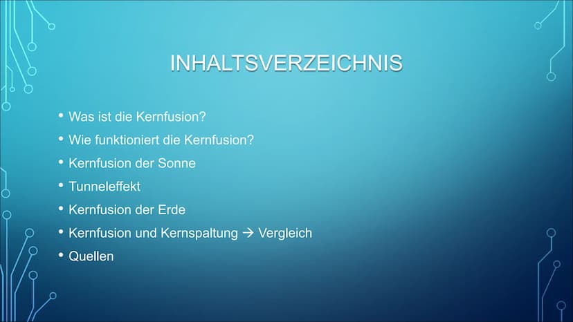 KERNFUSION
VON HANNAH FABIENNE PRINS INHALTSVERZEICHNIS
• Was ist die Kernfusion?
• Wie funktioniert die Kernfusion?
• Kernfusion der Sonne
